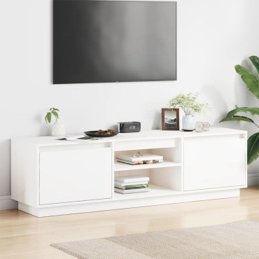 vidaXL Έπιπλο Τηλεόρασης Λευκό 140x35x40cm από Μασίφ Ξύλο Πεύκου