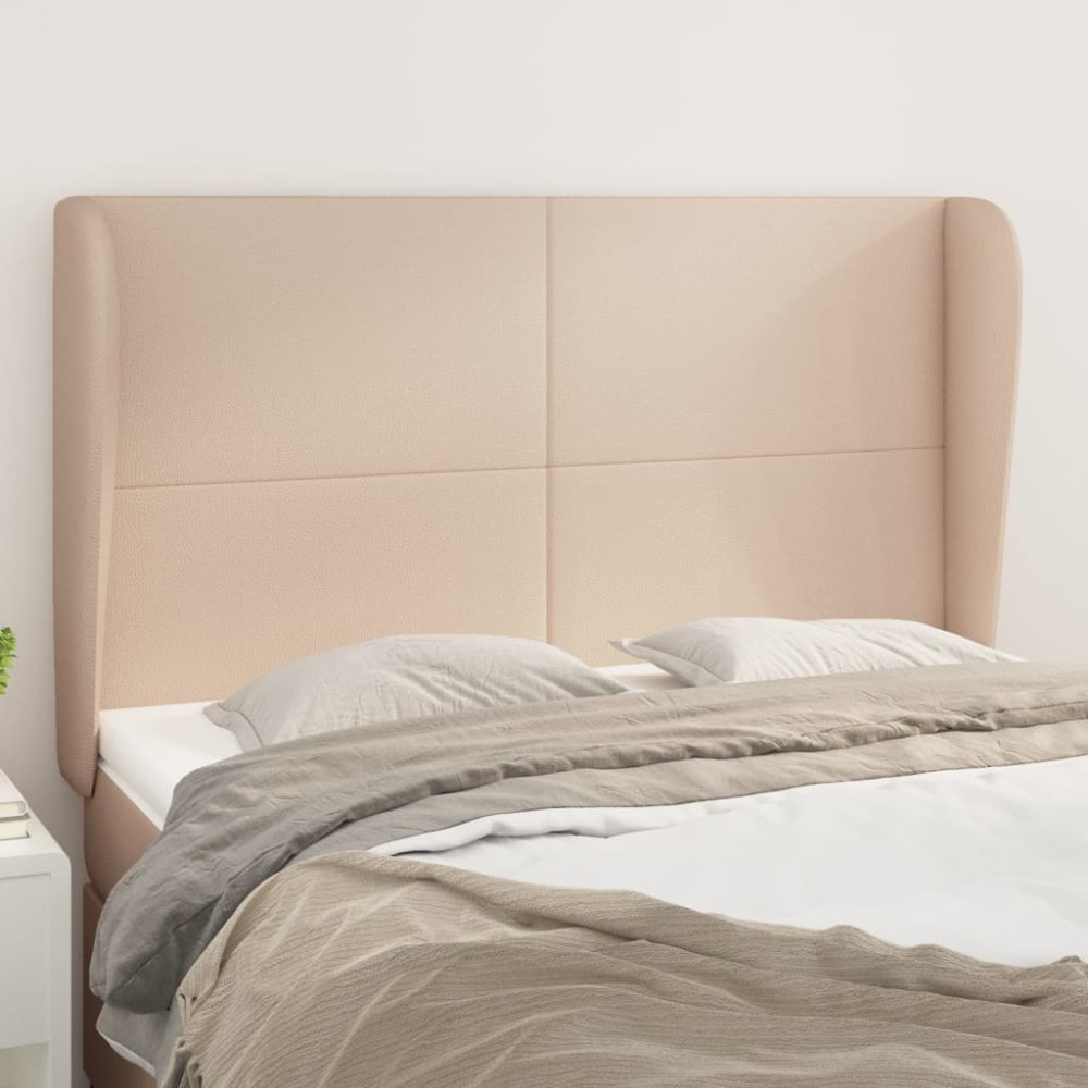 vidaXL Κεφαλάρι με Πτερύγια Καπουτσίνο 147x23x118/128cm Συνθ. Δέρμα 1 τεμ.
