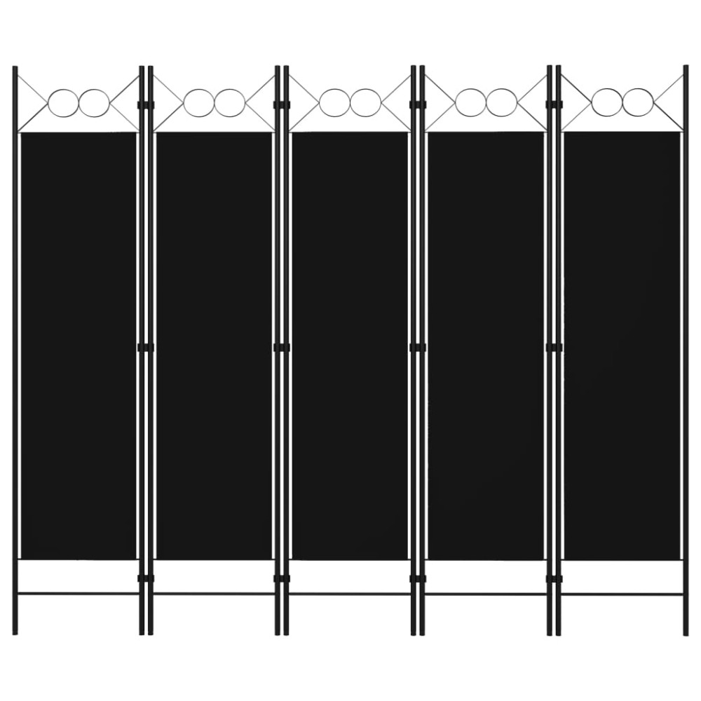 vidaXL Διαχωριστικό Δωματίου με 5 Πάνελ Μαύρο 200x180cm 1 τεμ.