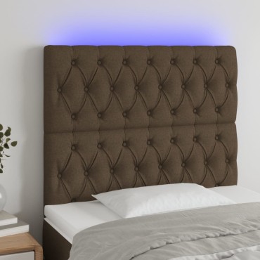 vidaXL Κεφαλάρι Κρεβατιού LED Σκούρο Καφέ 100x7x118/128cm Υφασμάτινο 1 τεμ.