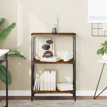 vidaXL Βιβλιοθήκη 3 Επιπέδων Καπνιστή Δρυς 59x35x90,5cm Επεξεργ. Ξύλο 1 τεμ.