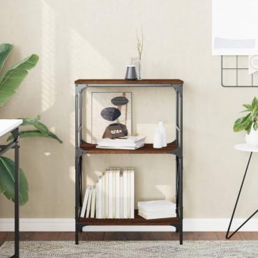 vidaXL Βιβλιοθήκη 3 Επιπέδων Καφέ Δρυς 59x35x90,5cm Επεξεργ. Ξύλο 1 τεμ.