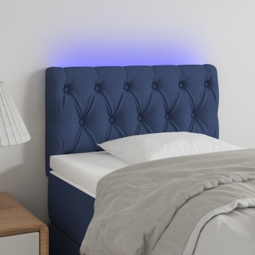 vidaXL Κεφαλάρι Κρεβατιού LED Μπλε 80x7x78/88cm Υφασμάτινο 1 τεμ.