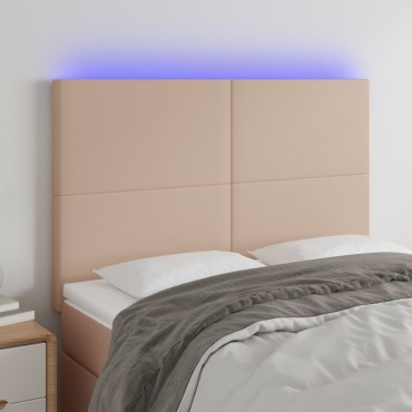vidaXL Κεφαλάρι Κρεβατιού LED Καπουτσίνο 144x5x118/128 εκ 1 τεμ.