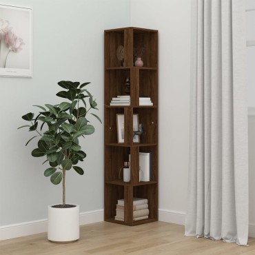 vidaXL Γωνιακό Έπιπλο Καφέ δρυς 33x33x164,5cm από Επεξεργ. Ξύλο