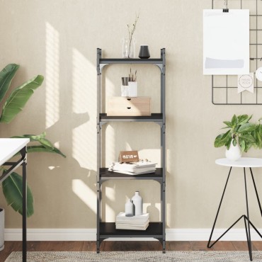 vidaXL Βιβλιοθήκη 4 Επιπέδων Μαύρη 40x30x120cm από Επεξεργ. Ξύλο 1 τεμ.