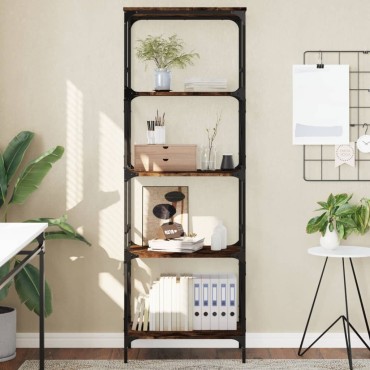 vidaXL Βιβλιοθήκη 5 Επιπέδων Καπνιστή Δρυς 59x35x171cm Επεξεργ. Ξύλο 1 τεμ.