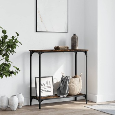 vidaXL Τραπέζι Κονσόλα Καπνιστή Δρυς 75x30,5x75cm Επεξεργ. Ξύλο 1 τεμ.