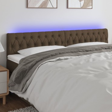 vidaXL Κεφαλάρι Κρεβατιού LED Σκούρο Καφέ 200x7x78/88cm Υφασμάτινο 1 τεμ.