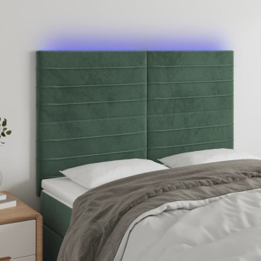 vidaXL Κεφαλάρι Κρεβατιού LED Σκούρο Πράσινο 144x5x118/128cm 1 τεμ.