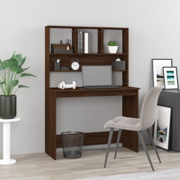 vidaXL Γραφείο με Ράφια Καφέ Δρυς 102x45x148cm Επεξεργασμένο Ξύλο 1 τεμ.