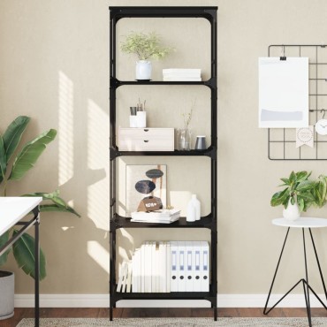 vidaXL Βιβλιοθήκη 5 Επιπέδων Μαύρη 59x35x171cm από Επεξεργ. Ξύλο 1 τεμ.