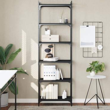 vidaXL Βιβλιοθήκη 6 Επιπέδων Μαύρη 60x30x188cm Επεξεργασμένο Ξύλο 1 τεμ.