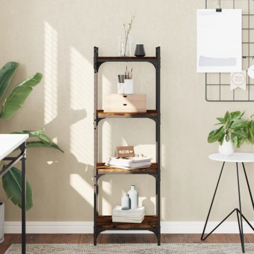 vidaXL Βιβλιοθήκη 4 Επιπέδων Καπνιστή Δρυς 40x30x120cm Επεξεργ. Ξύλο 1 τεμ.