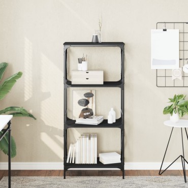 vidaXL Βιβλιοθήκη 4 Επιπέδων Μαύρη 59x35x132cm Επεξεργασμένο Ξύλο 1 τεμ.