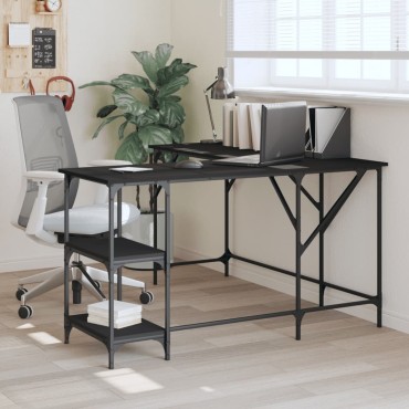vidaXL Γραφείο Μαύρο 139x139x75cm από Επεξεργασμένο Ξύλο 1 τεμ.