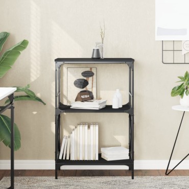 vidaXL Βιβλιοθήκη 3 Επιπέδων Μαύρη 59x35x90,5cm Επεξεργασμένο Ξύλο 1 τεμ.