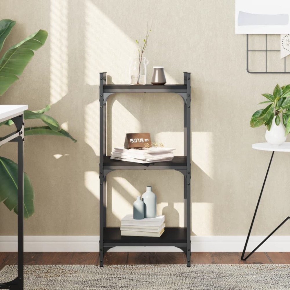 vidaXL Βιβλιοθήκη 3 Επιπέδων Μαύρη 40x30x86cm Επεξεργασμένο Ξύλο 1 τεμ.
