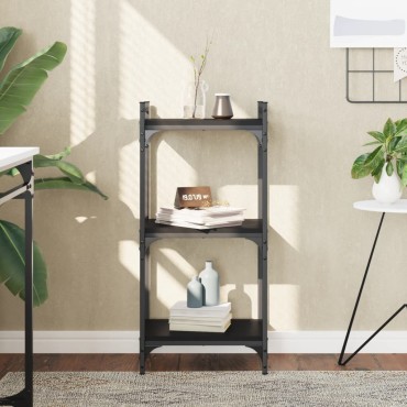 vidaXL Βιβλιοθήκη 3 Επιπέδων Μαύρη 40x30x86cm Επεξεργασμένο Ξύλο 1 τεμ.