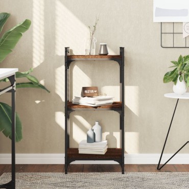 vidaXL Βιβλιοθήκη 3 Επιπέδων Καφέ Δρυς 40x30x86cm Επεξεργ. Ξύλο 1 τεμ.