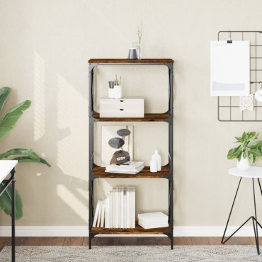 vidaXL Βιβλιοθήκη 4 Επιπέδων Καπνιστή Δρυς 59x35x132cm Επεξεργ. Ξύλο 1 τεμ.