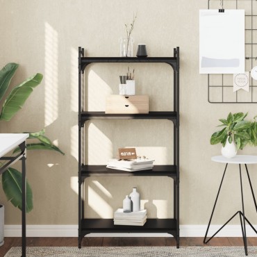vidaXL Βιβλιοθήκη 4 Επιπέδων Μαύρη 60x30x120cm Επεξεργασμένο Ξύλο 1 τεμ.