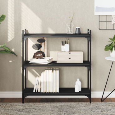 vidaXL Βιβλιοθήκη 3 Επιπέδων Μαύρη 80x30x86cm από Επεξεργ. Ξύλο 1 τεμ.