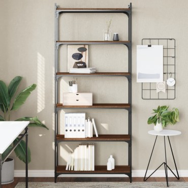 vidaXL Βιβλιοθήκη 6 Επιπέδων Καφέ Δρυς 80x30x188cm Επεξεργ. Ξύλο 1 τεμ.