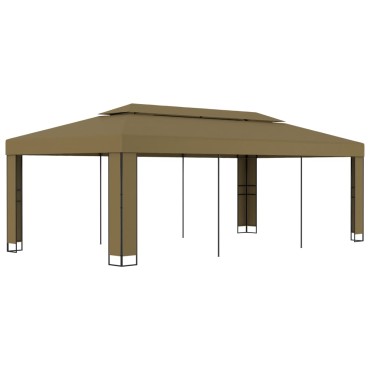 vidaXL Κιόσκι με Διπλή Οροφή Taupe 3 x 6 μ. 180 γρ/μ²