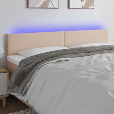 vidaXL Κεφαλάρι Κρεβατιού LED Καπουτσίνο 180x5x78/88cm Συνθετ. Δέρμα 1 τεμ.