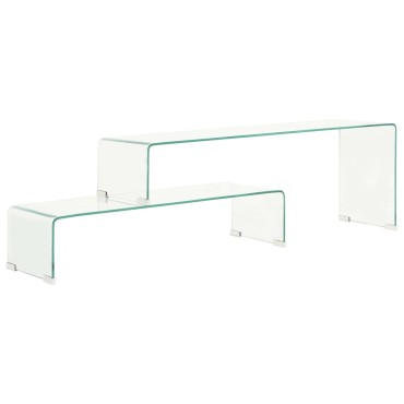vidaXL Τραπεζάκι Σαλονιού Σετ 2 τεμ. 90x30x20/110x30x40cm Ψημένο Γυαλί
