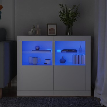 vidaXL Ντουλάπια Βοηθητικά με Φώτα LED 2 τεμ. Λευκά από Επεξεργ. Ξύλο 41x37x67cm