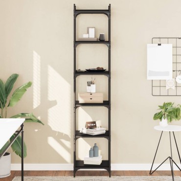 vidaXL Βιβλιοθήκη 6 Επιπέδων Μαύρη 40x30x188cm Επεξεργασμένο Ξύλο 1 τεμ.