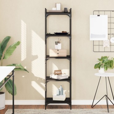vidaXL Βιβλιοθήκη 5 Επιπέδων Μαύρη 40x30x154cm από Επεξεργ. Ξύλο 1 τεμ.