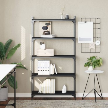 vidaXL Βιβλιοθήκη 5 Επιπέδων Μαύρη 80x30x154cm Επεξεργασμένο Ξύλο 1 τεμ.