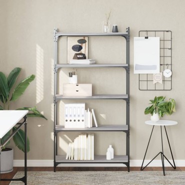 vidaXL Βιβλιοθήκη 5 Επιπέδων Γκρι Sonoma 80x30x154cm Επεξεργ. Ξύλο 1 τεμ.