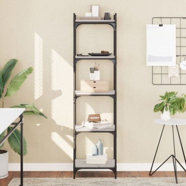 vidaXL Βιβλιοθήκη 5 Επιπέδων Γκρι Sonoma 40x30x154cm Επεξεργ. Ξύλο 1 τεμ.