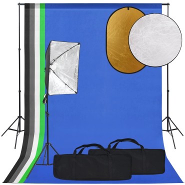 vidaXL Κιτ Φωτογραφικού Στούντιο με Softbox, Φόντο & Ανακλαστήρα