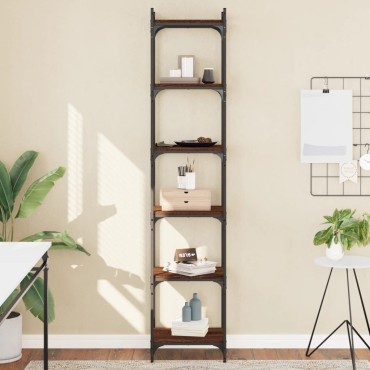 vidaXL Βιβλιοθήκη 6 Επιπέδων Καφέ Δρυς 40x30x188cm Επεξεργ. Ξύλο 1 τεμ.
