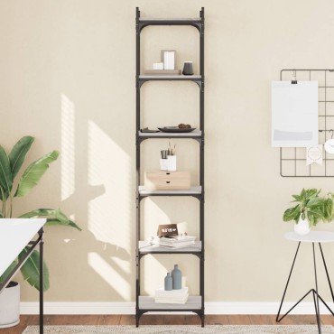 vidaXL Βιβλιοθήκη 6 Επιπέδων Γκρι Sonoma 40x30x188cm Επεξεργ. Ξύλο 1 τεμ.
