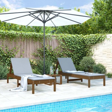vidaXL Ξαπλώστρες 2 τεμ. Μελί Καφέ 199,5x60x74cm από Μασίφ Ξύλο Πεύκου