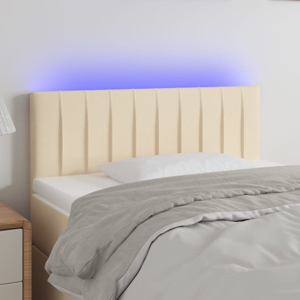 vidaXL Κεφαλάρι Κρεβατιού LED Κρεμ 90x5x78/88cm Υφασμάτινο 1 τεμ.
