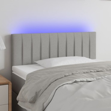 vidaXL Κεφαλάρι Κρεβατιού LED Ανοιχτό Γκρι 90x5x78/88cm Υφασμάτινο 1 τεμ.