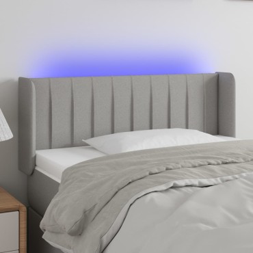 vidaXL Κεφαλάρι Κρεβατιού LED Ανοιχτό Γκρι 93x16x78/88cm Υφασμάτινο 1 τεμ.