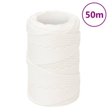 vidaXL Σχοινί Ναυτιλίας Ολόλευκο 2 χιλ. 50 μ. από Πολυπροπυλένιο