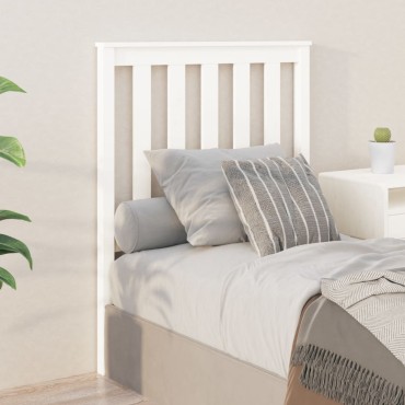 vidaXL Κεφαλάρι Κρεβατιού Λευκό 81x6x101cm από Μασίφ Ξύλο Πεύκου 1 τεμ.
