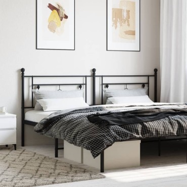 vidaXL Κεφαλάρι Μαύρο Μεταλλικό 206x3x97cm 1 τεμ.
