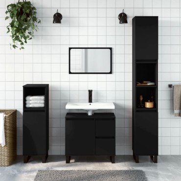 vidaXL Ντουλάπι Μπάνιου Μαύρο 65x33x60cm Επεξεργασμένο Ξύλο