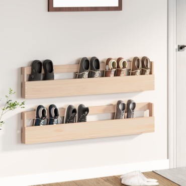 vidaXL Παπουτσοθήκες Επιτοίχιες 2 τεμ. 110x9x23cm Μασίφ Ξύλο Πεύκου