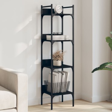 vidaXL Βιβλιοθήκη 4 Επιπέδων Μαύρη 35x30x138,5cm Επεξεργ. Ξύλο 1 τεμ.